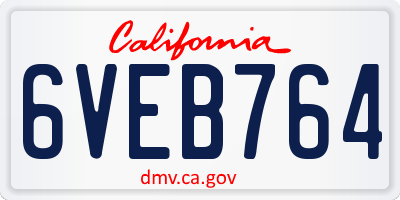 CA license plate 6VEB764