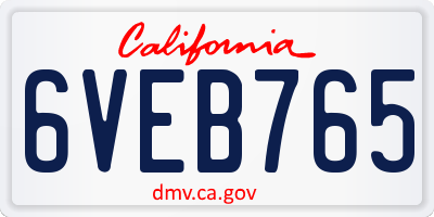 CA license plate 6VEB765