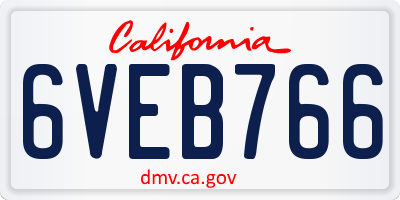 CA license plate 6VEB766