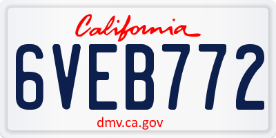 CA license plate 6VEB772