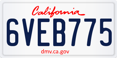 CA license plate 6VEB775