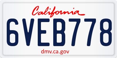 CA license plate 6VEB778