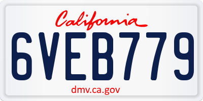 CA license plate 6VEB779