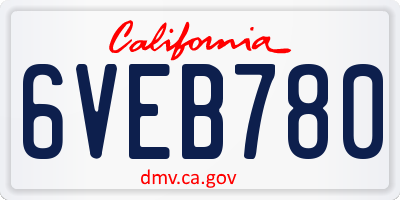 CA license plate 6VEB780