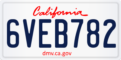 CA license plate 6VEB782