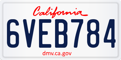 CA license plate 6VEB784