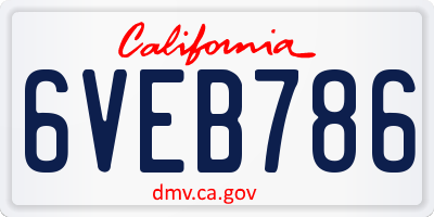 CA license plate 6VEB786