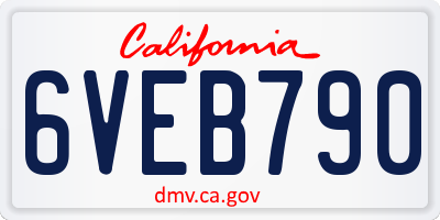 CA license plate 6VEB790