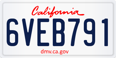 CA license plate 6VEB791