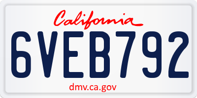 CA license plate 6VEB792