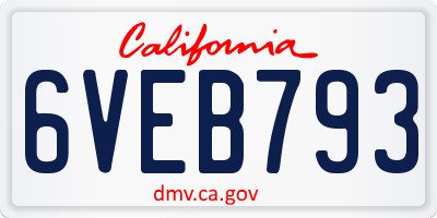 CA license plate 6VEB793