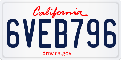 CA license plate 6VEB796