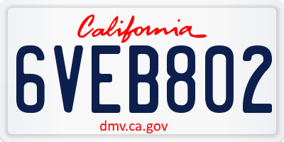 CA license plate 6VEB802