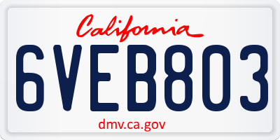 CA license plate 6VEB803