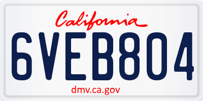 CA license plate 6VEB804