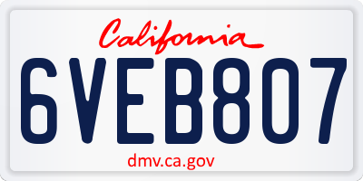 CA license plate 6VEB807