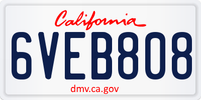 CA license plate 6VEB808