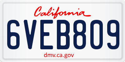 CA license plate 6VEB809
