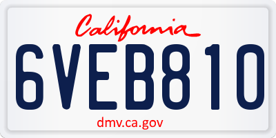 CA license plate 6VEB810
