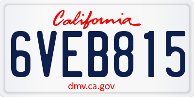 CA license plate 6VEB815