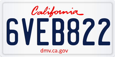 CA license plate 6VEB822