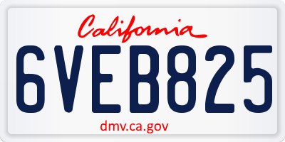 CA license plate 6VEB825