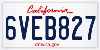 CA license plate 6VEB827