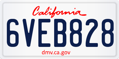 CA license plate 6VEB828