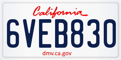 CA license plate 6VEB830
