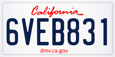 CA license plate 6VEB831
