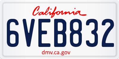 CA license plate 6VEB832