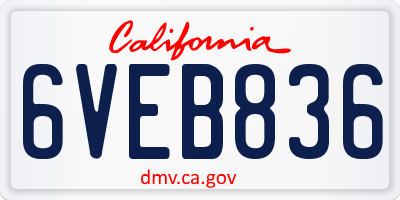 CA license plate 6VEB836