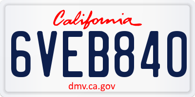 CA license plate 6VEB840