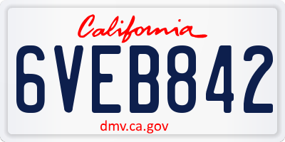 CA license plate 6VEB842