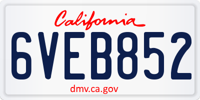 CA license plate 6VEB852