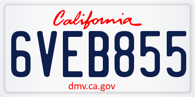 CA license plate 6VEB855