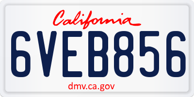 CA license plate 6VEB856
