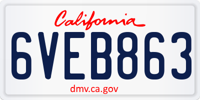 CA license plate 6VEB863