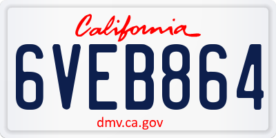 CA license plate 6VEB864