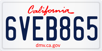 CA license plate 6VEB865