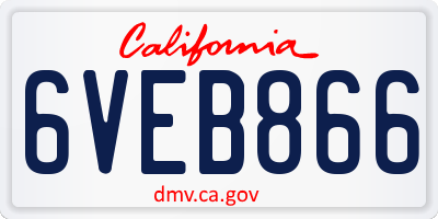 CA license plate 6VEB866