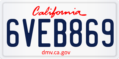CA license plate 6VEB869