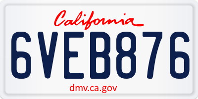 CA license plate 6VEB876