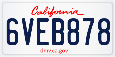CA license plate 6VEB878