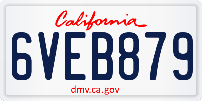 CA license plate 6VEB879