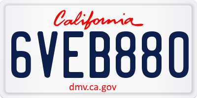 CA license plate 6VEB880
