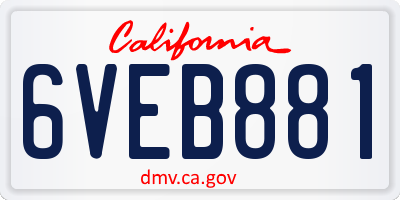 CA license plate 6VEB881