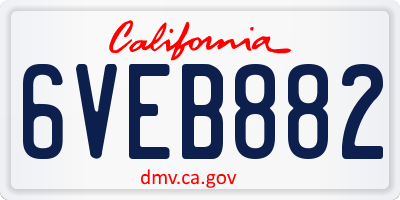 CA license plate 6VEB882