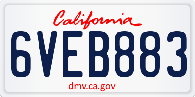 CA license plate 6VEB883