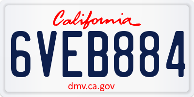 CA license plate 6VEB884